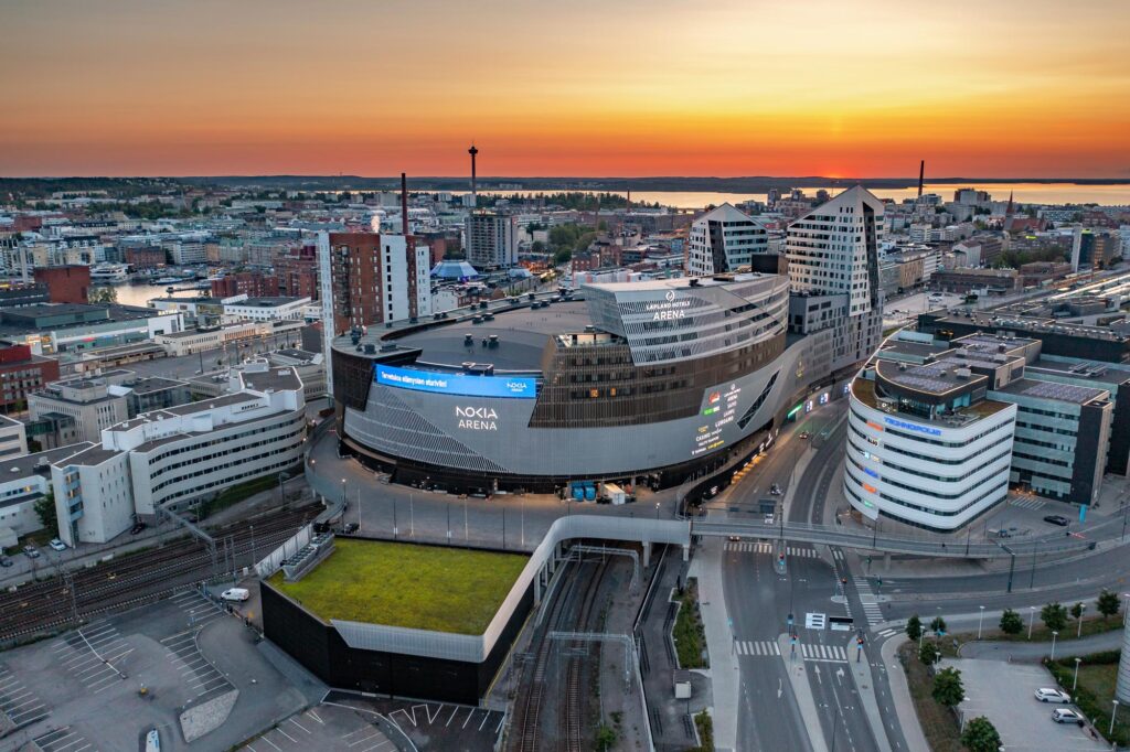 Miesten MM2026-kisat huipentuvat Nokia Arenalle, missä otteluita pelataan puolivälieristä finaaliin asti. Kuva: Nokia Arena
